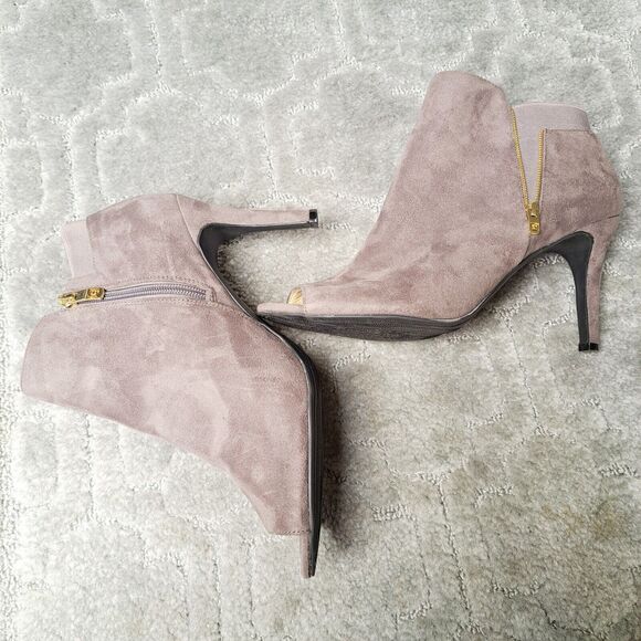 Liz Claiborne SOLSTICE Ankle Boots Womens Size 11M beigy gray peep toe heels - Picture 9 of 14